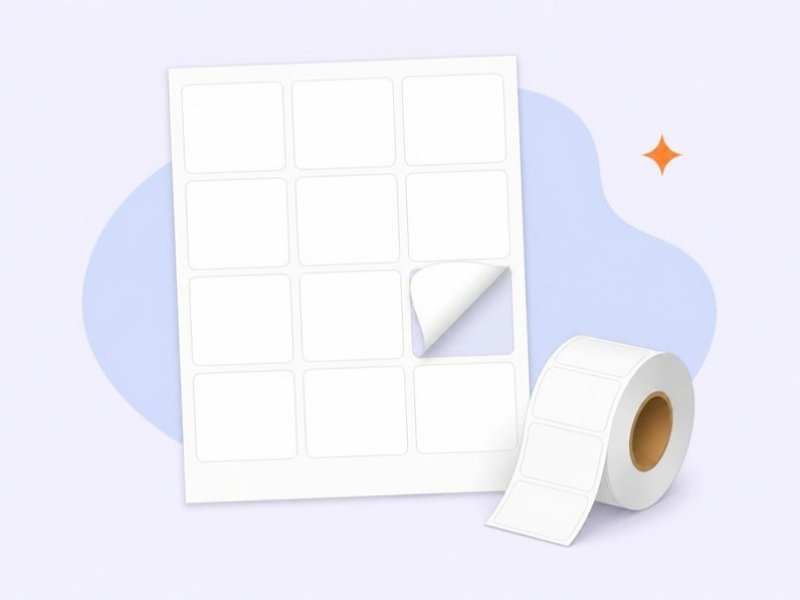 Illustration: etiketark og en rulle labels